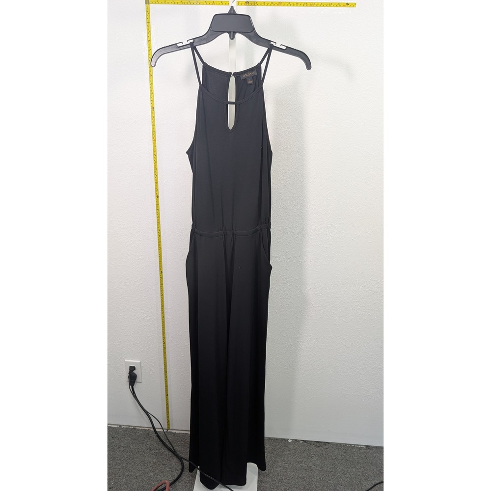 Goldray Women Black Halter Keyhole Wide Leg Jumpsuit Small Sleeveless Pocket